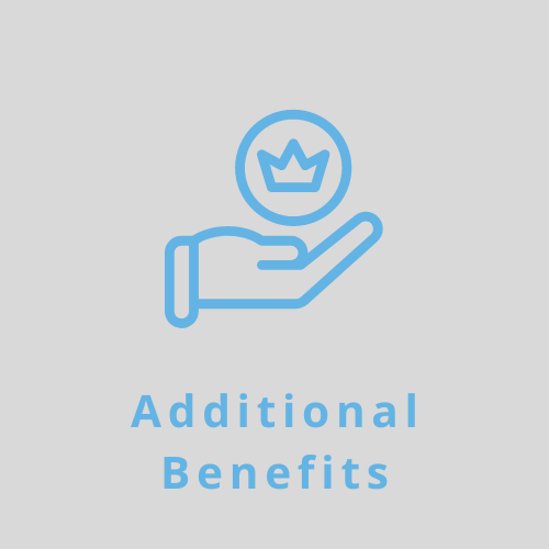 ADDITIOAL BENEFITS hand holding crown circle