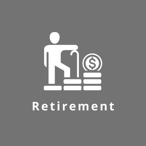 RETIREMENT person cane coin steps
