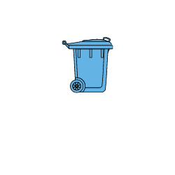 blue trash can