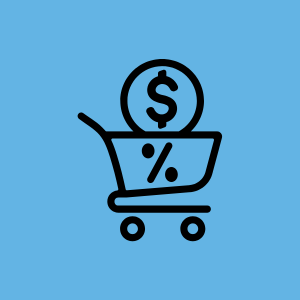 sales tax shopping cart percent sign money symbol