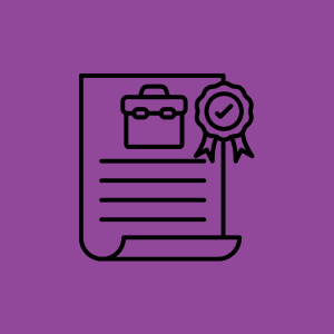 business license paper with briefcase and award symbol